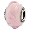 Reflection Beads Sterling Silver Italian Murano Light Pink w/Textured Lines Glass Bead