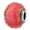 Reflection Beads Sterling Silver Italian Murano Pink & Orange Textured  Glass Bead