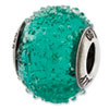 Reflection Beads Sterling Silver Italian Murano Teal Textured  Glass Bead