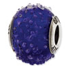 Reflection Beads Sterling Silver Italian Murano Dark Blue Textured Glass Bead