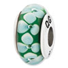 Reflection Beads Sterling Silver Teal Flowers Hand Blown Glass Bead