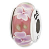 Reflection Beads Sterling Silver Light Pink w/ Purple Flower Hand Blown Glass Bead