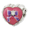 Reflection Beads Sterling Silver Kids Enameled Heart with Bow Bead