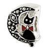 Reflection Beads Sterling Silver Marcasite and Enameled Cat and Moon Bead