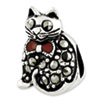 Reflection Beads Sterling Silver Marcasite and Enameled Cat Bead