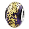 Reflection Beads Sterling Silver Dark Purple with Gold Foil Ceramic Bead
