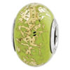 Reflection Beads Sterling Silver Green with Gold Foil Ceramic Bead