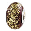 Reflection Beads Sterling Silver Brown with Gold Foil Ceramic Bead