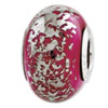 Reflection Beads Sterling Silver Dark Pink with Platinum Foil Ceramic Bead