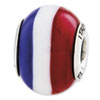 Reflection Beads Sterling Silver Red, White, Blue Italian Murano Glass Bead