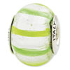 Reflection Beads Sterling Silver Light, Dark Green Italian Murano Glass Bead