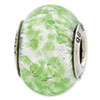 Reflection Beads Sterling Silver Green, White Italian Murano Glass Bead