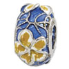 Reflection Beads Sterling Silver Blue Yellow and White Enameled Flowers Bead