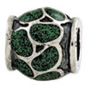 Reflection Beads Sterling Silver Green Enamel with Sparkles Bead