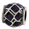 Reflection Beads Sterling Silver Purple Enamel with Sparkles Bead