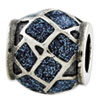 Reflection Beads Sterling Silver Blue Enamel with Sparkles Bead