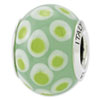 Reflection Beads Sterling Silver Green, White Italian Murano Glass Bead
