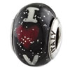 Reflection Beads Sterling Silver I Heart Venice Black Italian Murano Bead