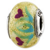 Reflection Beads Sterling Silver Yellow with Red Flowers Italian Murano Bead