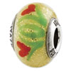 Reflection Beads Sterling Silver Yellow with Orange Flowers Italian Murano Bead