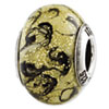 Reflection Beads Sterling Silver Yellow with Black Swirls Italian Murano Bead