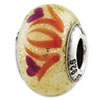 Reflection Beads Sterling Silver Yellow with Pink Flowers Italian Murano Bead