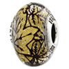 Reflection Beads Sterling Silver Yellow with Black Lines Italian Murano Glass Bead