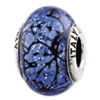 Reflection Beads Sterling Silver Blue with Black Lines Italian Murano Glass Bead