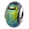 Reflection Beads Sterling Silver Green and Blue Glass Bead