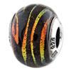 Reflection Beads Sterling Silver Orange Stripes Glass Bead