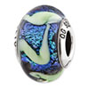 Reflection Beads Sterling Silver Blue with Green Swirls Glass Bead