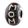Reflection Beads Sterling Silver Mom with Hearts Black Italian Glass Bead