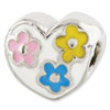 Reflection Beads Sterling Silver Kids Enameled Heart with Flowers Bead