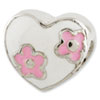 Reflection Beads Sterling Silver Kids Enameled Heart with Pink Flowers Bead