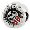 Reflection Beads Sterling Silver Flower Enameled Ladybug Bead