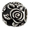 Reflection Beads Sterling Silver Black Enameled Floral Theme Bali Bead