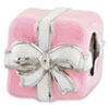 Reflection Beads Sterling Silver Pink and White Enameled Present Bead