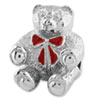 Reflection Beads Sterling Silver Bear with Enameled Bow Bead