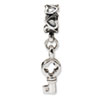 Reflection Beads Sterling Silver Key Dangle with Hearts Bead