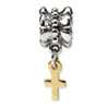 Reflection Beads Sterling Silver & 14k Yellow Gold Cross Dangle Bead