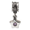 Reflection Beads Sterling Silver Pink CZ Star Dangle Bead