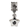 Reflection Beads Sterling Silver Black CZ Star Dangle Bead