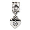 Reflection Beads Sterling Silver CZ Heart Dangle Bead