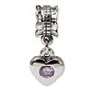 Reflection Beads Sterling Silver Pink CZ Heart Dangle Bead