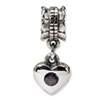 Reflection Beads Sterling Silver Smokey CZ Heart Dangle Bead