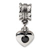 Reflection Beads Sterling Silver Black CZ Heart Dangle Bead