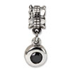Reflection Beads Sterling Silver Black CZ Round Dangle Bead