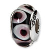 Reflection Beads Sterling Silver Black/Pink Hand-blown Glass Bead