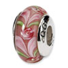 Reflection Beads Sterling Silver Pink Heart Hand-blown Glass Bead