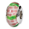 Reflection Beads Sterling Silver Pink/Green Hand-blown Glass Bead